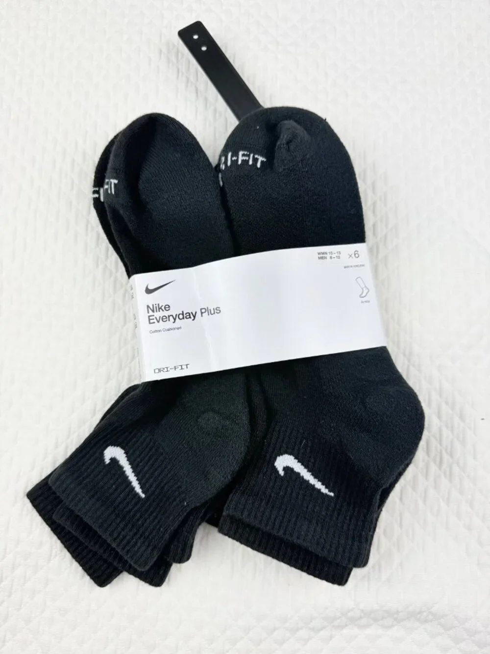 Nike Everyday Plus Dri-FIT Adult Mens L (8-12) Cushioned 5 Pairs Ankle Socks